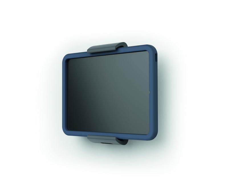 Durable Aluminum Wall Mounted Tablet Holder XL - 360 Degrees Rotation Universal Mount for 7-13" Tablets with Cases - iPad, Samsung, and More - Silver Metal Bracket - Image 1